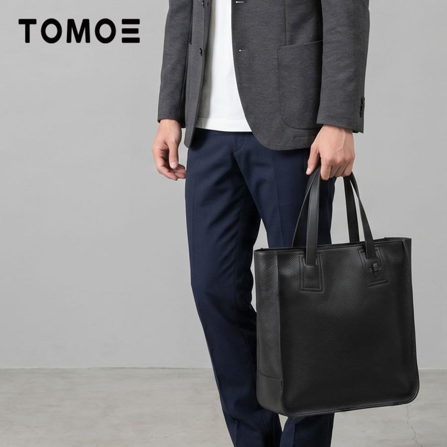 TOMOE ブラックレザー2wayトートバッグ TOMOE（トモエ） 2WAYトートバッグ 縦型 大容量 A4 ビジネスバッグ