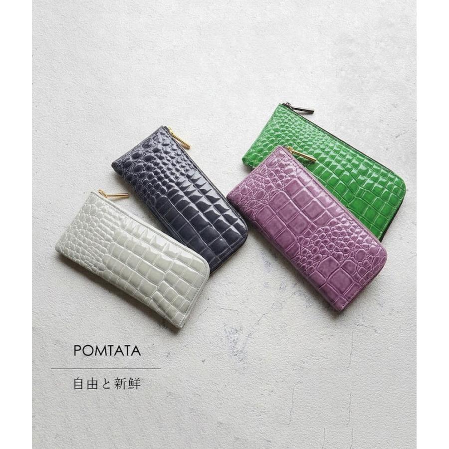 POMTATA（ポンタタ） エナメル クロコ型押しレザー L字ファスナー長