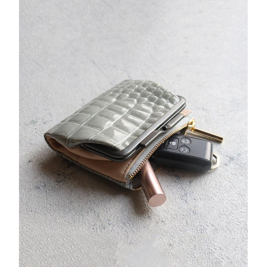 POMTATA（ポンタタ） エナメル クロコ型押しレザー 二つ折り財布