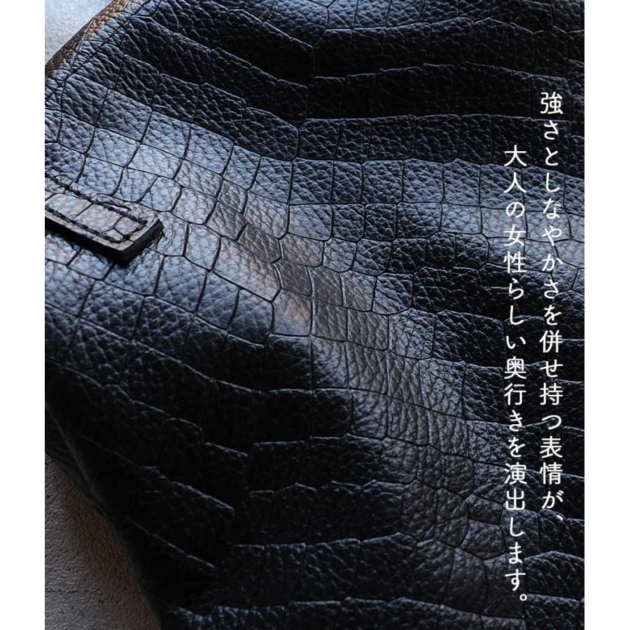 がま口 ショルダーバッグ トートバッグ 牛革 クロコ型押しレザー 本革 POMTATA ポンタタ DLIA FRAME SAC P3264 日本製_4