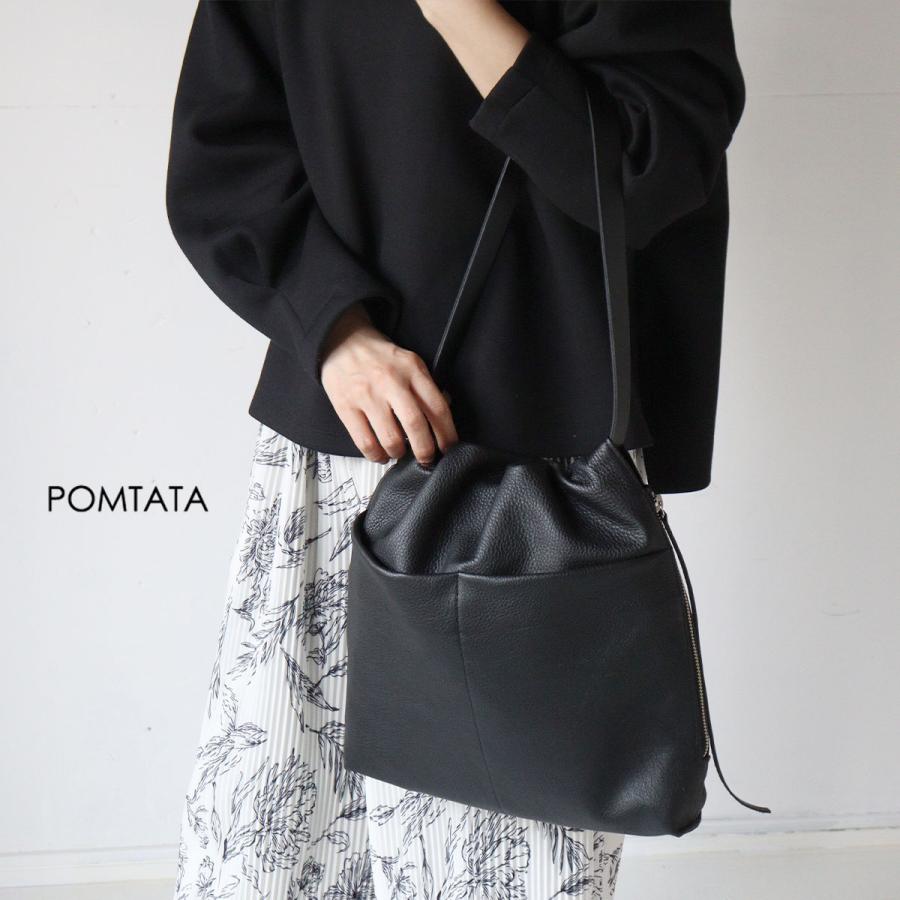 POMTATA（ポンタタ） 巾着バッグ グローブレザー ショルダーバッグ 