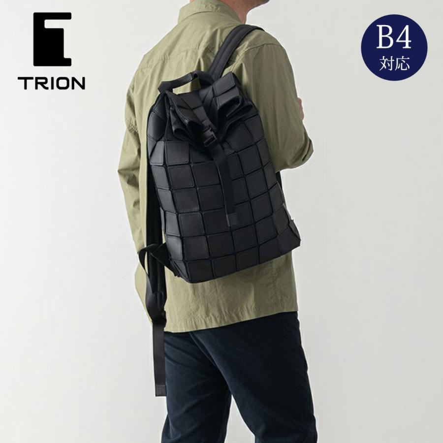 バックパック 本革 B4 軽量 ナイロン ブラック 折りたたみ TRION