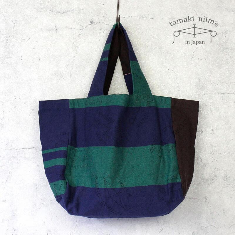 タマキニイメ たまふくろう トートバッグ 中 【一点もの】 tamaki niime 播州織 たまふくろう中 コットンバッグ 全て一点もの