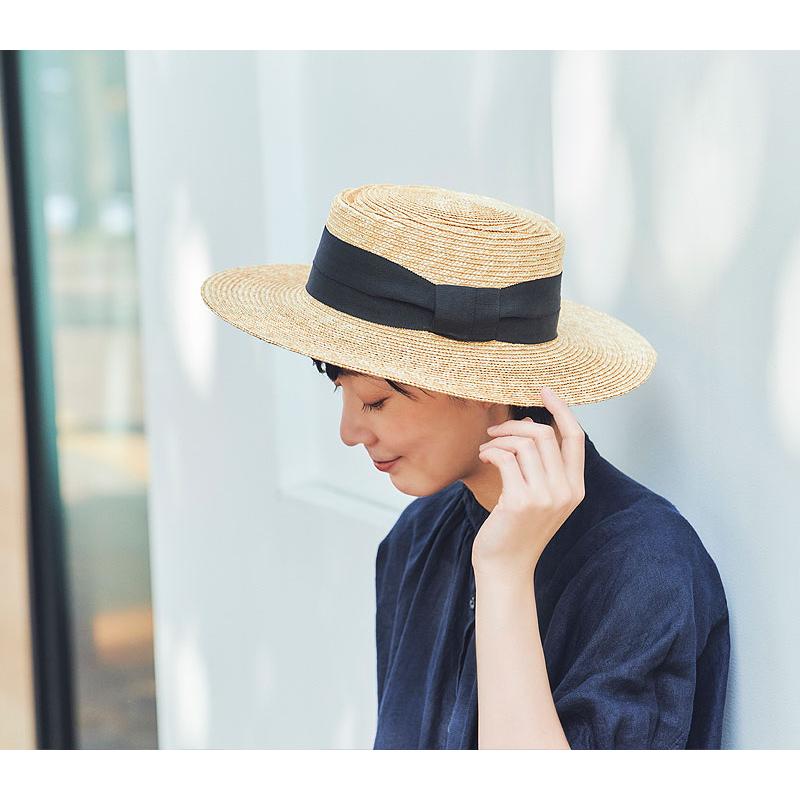 田中帽子店 カンカン帽 つば広 麦わら帽子 Alma(アルマ)ポークパイ型