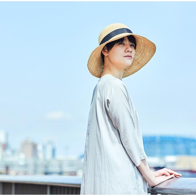 Apolina アポリナ 帽子 田中帽子店 ラフィア帽子 Fiona(フィオナ) つば広リボン キャペリン
