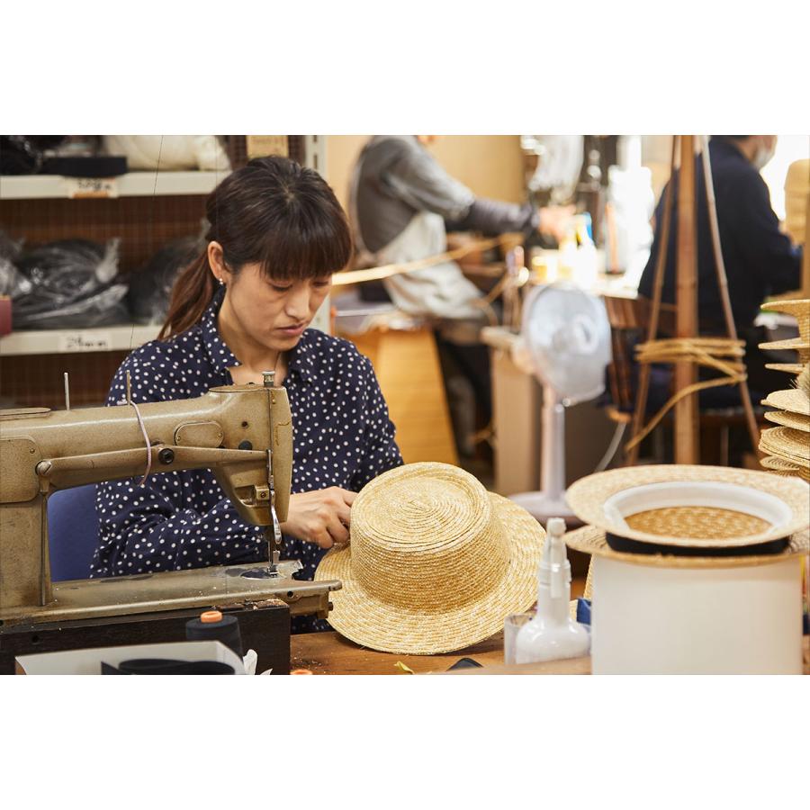 田中帽子店 麦わら帽子 Anika(アニカ)女優帽 クラウン浅め 横リボン