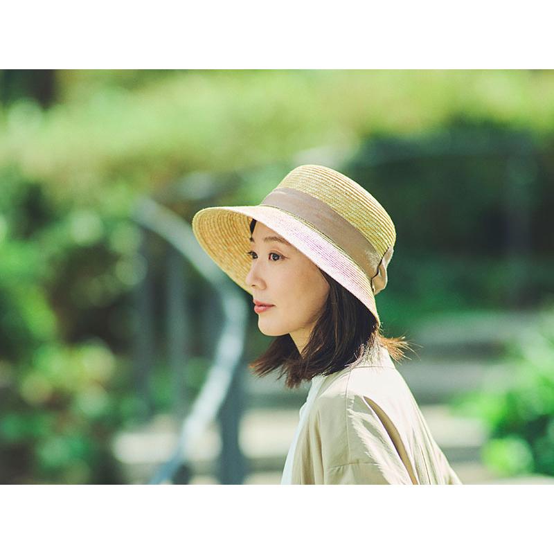 田中帽子店 麦わら帽子 Olivia(オリビア)女優帽 リボン ストローハット