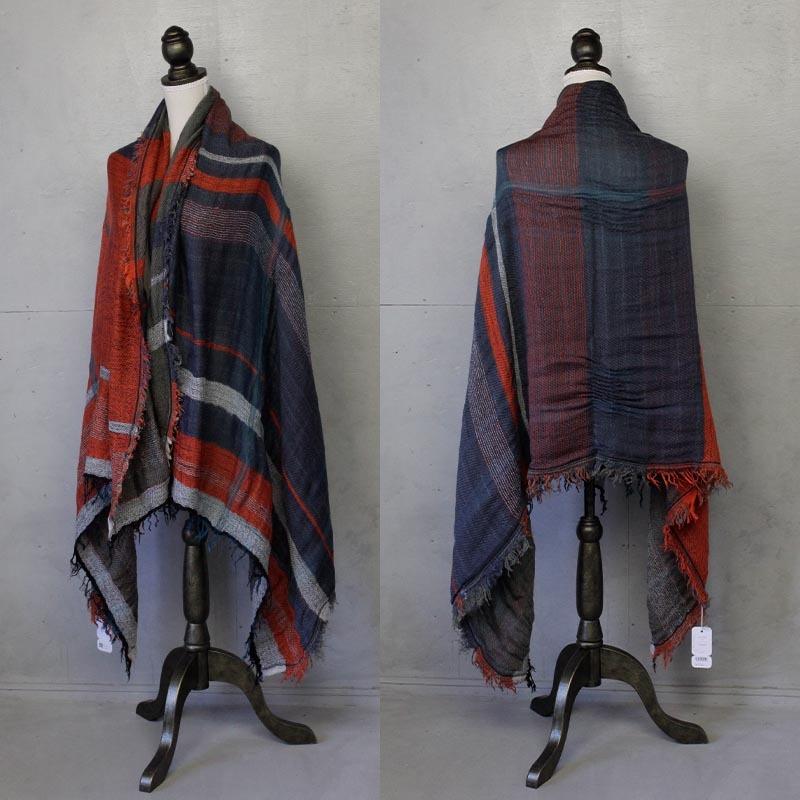tamaki niime 播州織 ウールコットンショールL roots shawl BIG 110