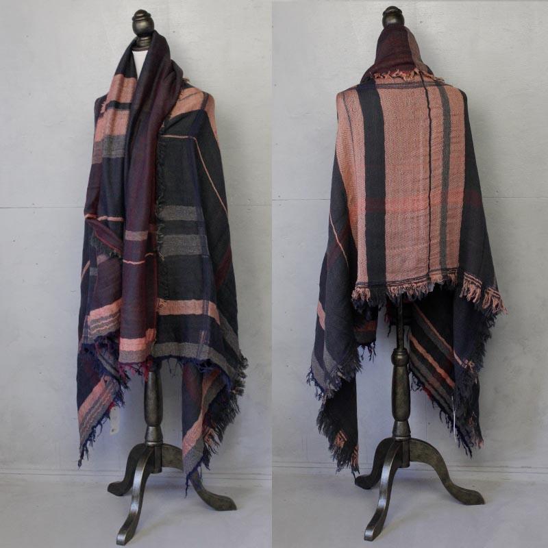 tamaki niime 播州織 ウールコットンショールL roots shawl BIG 110
