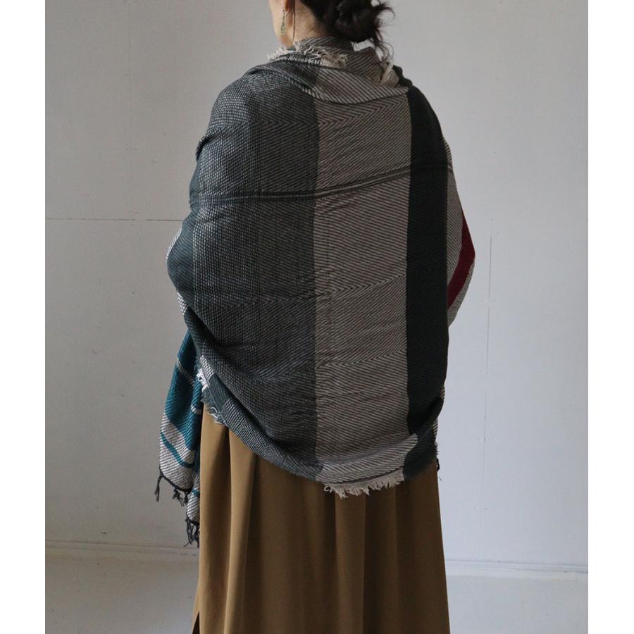 tamaki niime 播州織 ウールコットンショールL roots shawl BIG一重