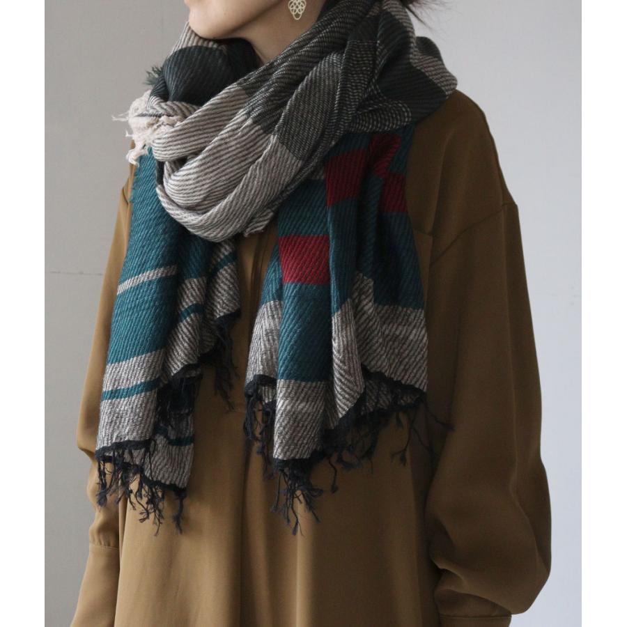 tamaki niime 播州織 ウールコットンショールL roots shawl BIG一重