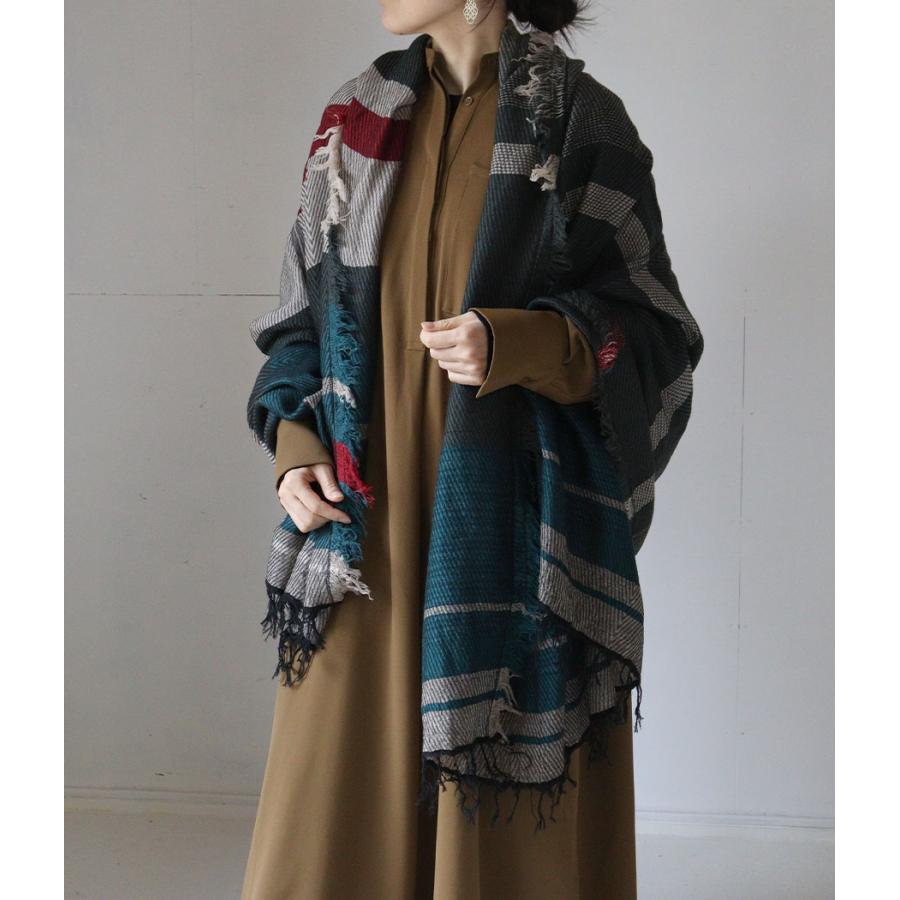 tamaki niime 播州織 ウールコットンショールL roots shawl BIG一重