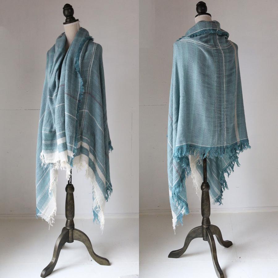 tamaki niime 播州織 ウールコットンショールL roots shawl BIG一重