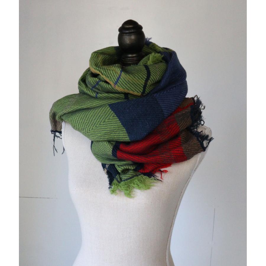 tamaki niime 播州織 ウールコットンショールL roots shawl BIG一重