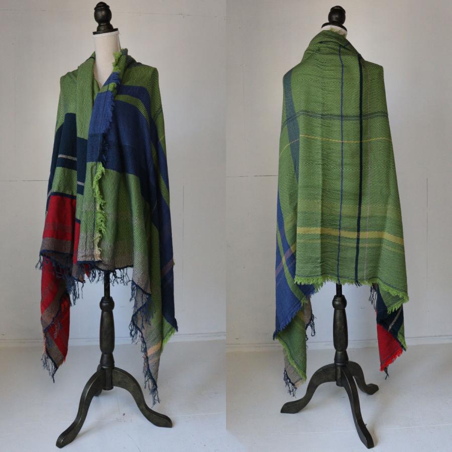 tamaki niime 播州織 ウールコットンショールL roots shawl BIG一重