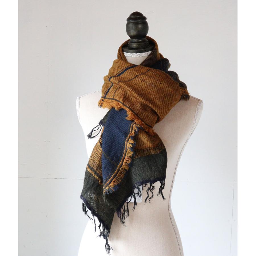 タマキニイメ　 rootsshawl middle ウールストール　未使用品 tamaki niime 播州織 ウールコットンショールM roots shawl MIDDLE 55