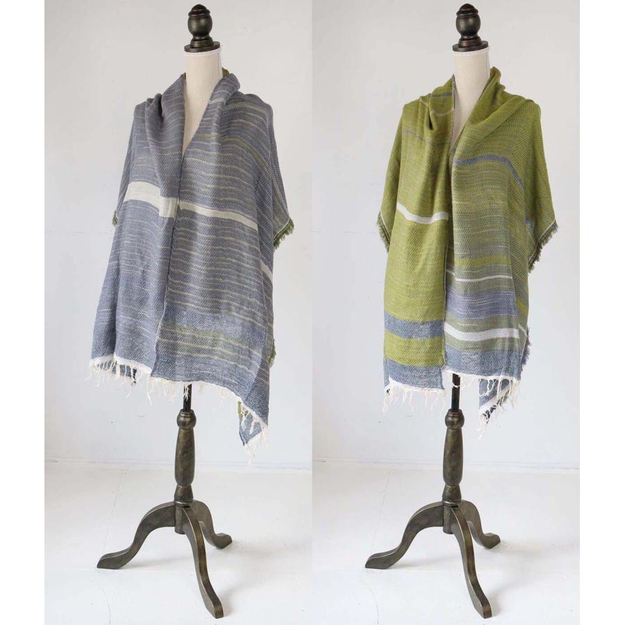 tamaki niime 播州織 ウールコットンショールM roots shawl