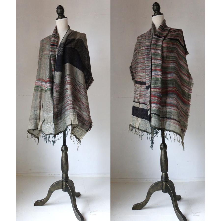 tamaki niime 播州織 ウールコットンショールM roots shawl MIDDLE 55