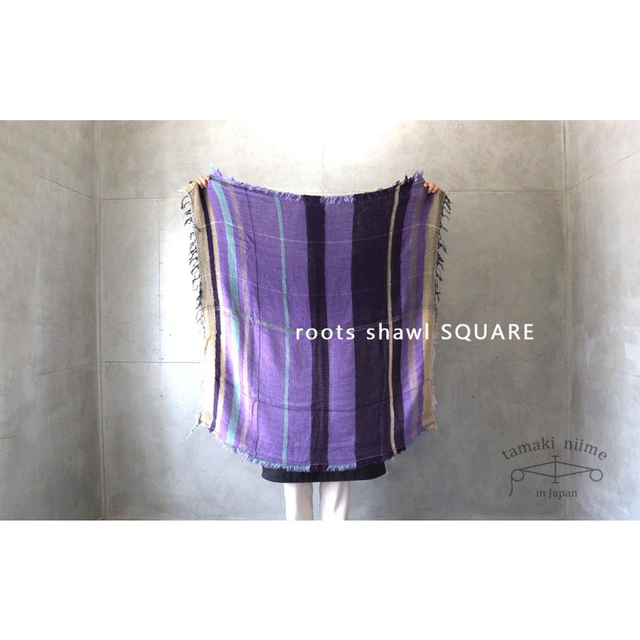 tamaki niime 播州織 ウールコットンショール スクエア roots shawl