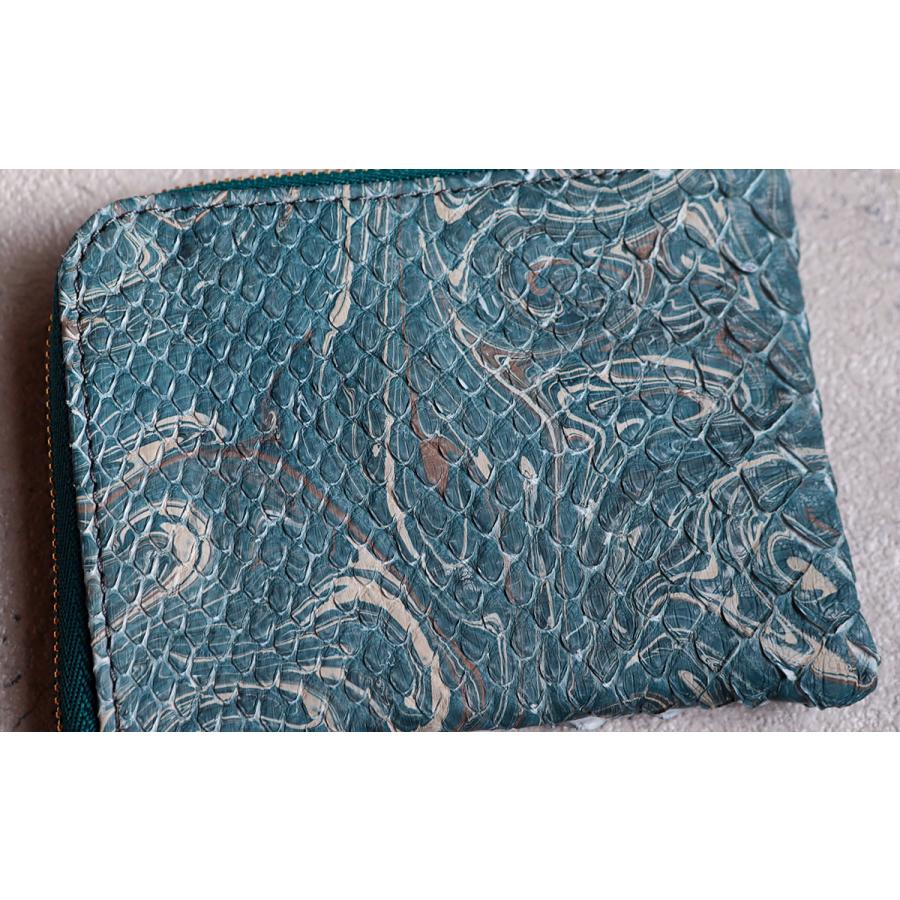 ZOO ズー 墨流し染め 蛇革 ダイヤモンドパイソン L字ファスナー