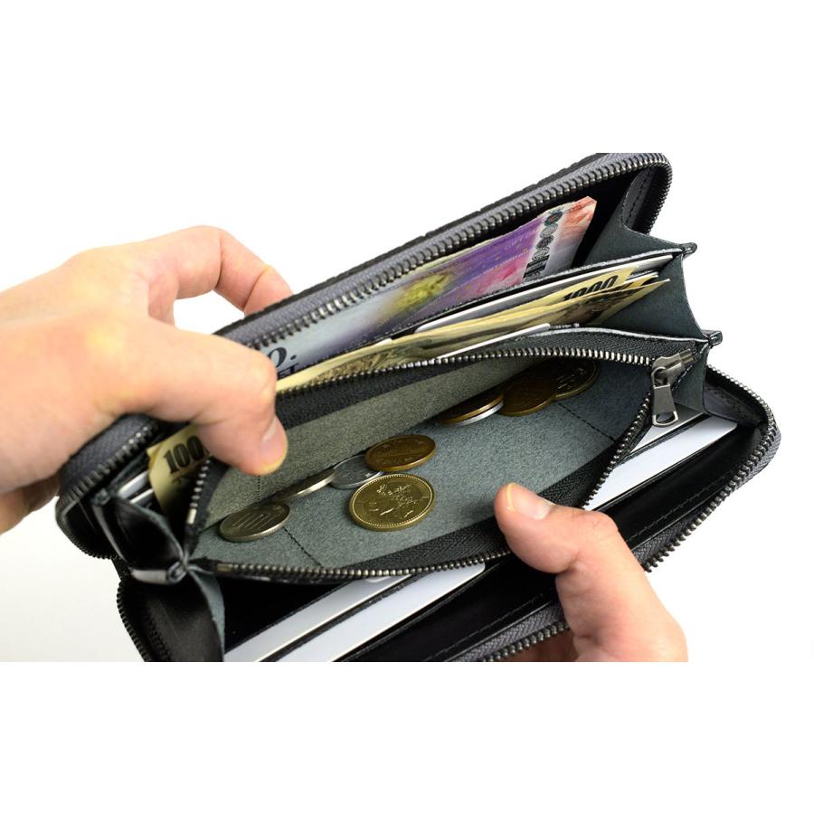 ヒポポタマス　カバ革　長財布　ブラック　手縫い カバ革 ヒポポタマスレザー 長財布 ラウンドファスナー ZOO ズー