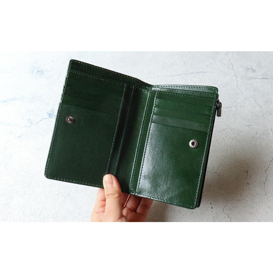 鮫革 ヨシキザメ メンズ ラウンドファスナー二つ折り財布 L字