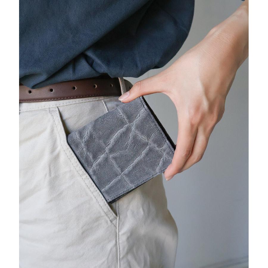 ZOO（ズー） 象革 エレファントレザー 二つ折り財布 コンパクト 薄マチ