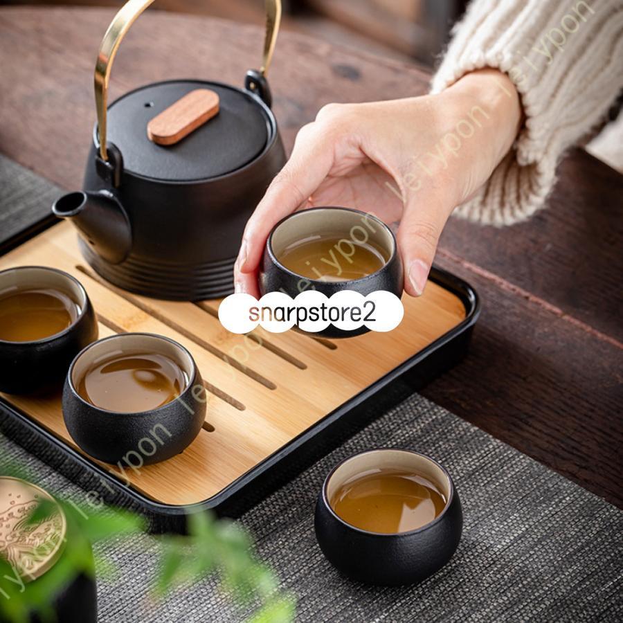 茶器セット 急須1 ミニ湯のみ6 陶器の茶こし付き はさみ焼 茶器 お茶 