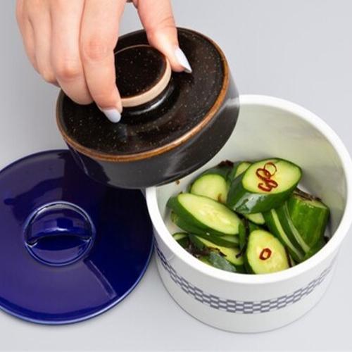 有田焼【浅漬け鉢（市松模様）】日本製 漬物 保存容器 一夜漬け : 東