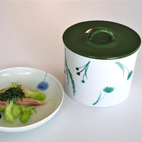 有田焼【浅漬け鉢（ボタニカル）】日本製 漬物 保存容器 一夜漬け : 東