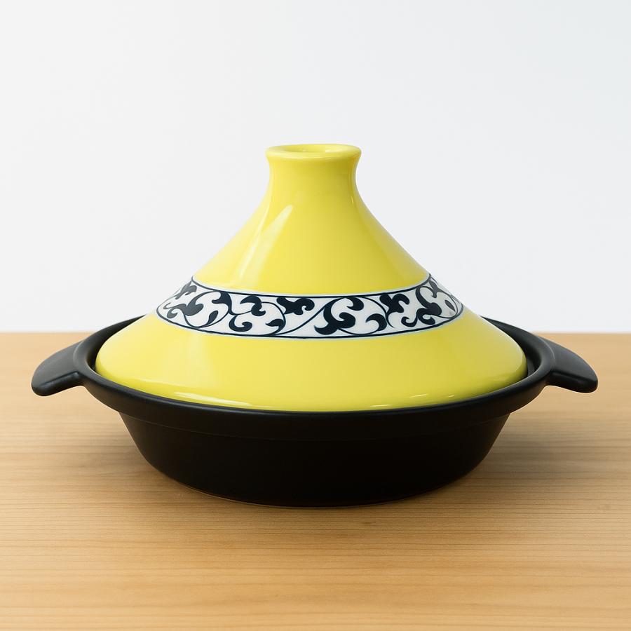 美濃焼タジン鍋 タジン鍋 有田焼 【ヘルシー手付き深型タジン鍋(黄唐草) 金網サービス