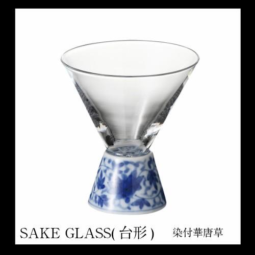 有田SAKE GLASS(台形)染付華唐草ギフト 日本酒グラス おしゃれ 有田焼