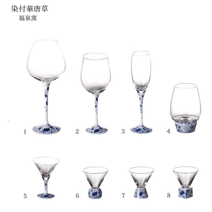 有田SAKE GLASS(六角)染付華唐草 ギフト 日本酒グラス おしゃれ 有田焼