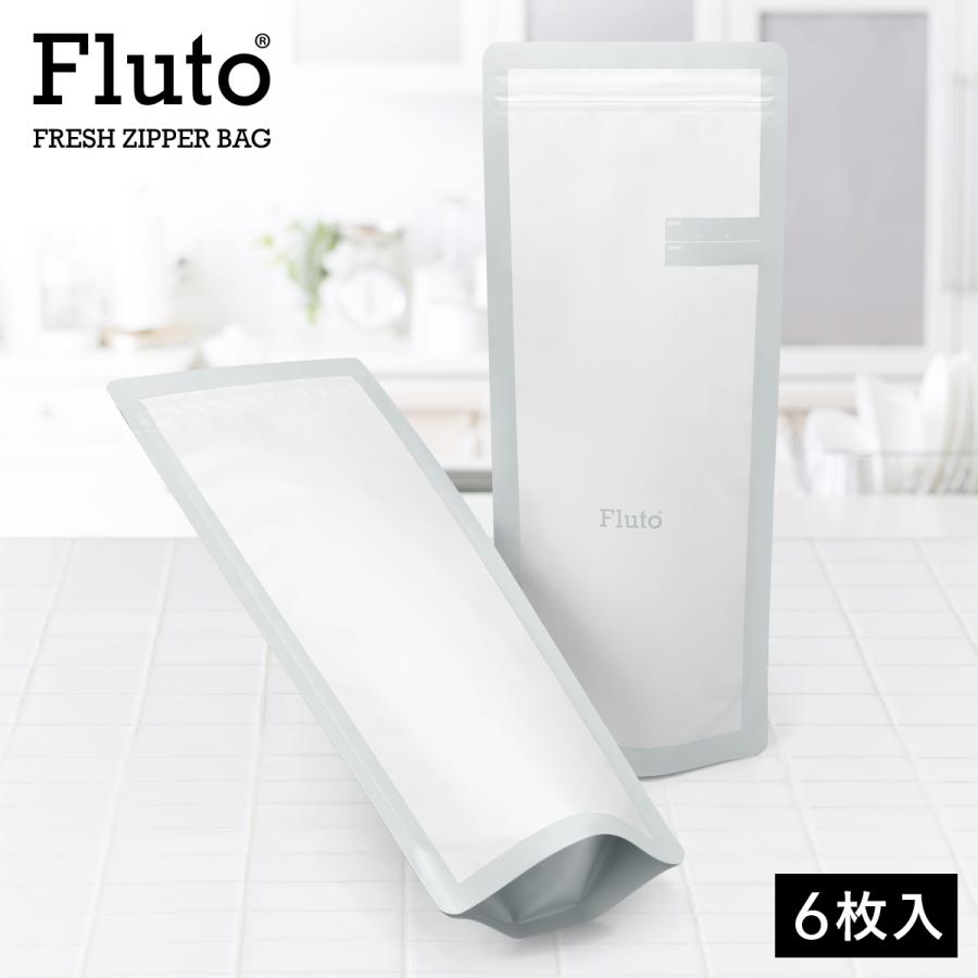 Fluto 食品保存袋 ダブルジッパー付き (パスタ 1kg用)海苔袋  パスタケース キャニスター ストッカー ジップロック アルミ袋 保存容器 白 ホワイト ロング 6枚 の商品画像