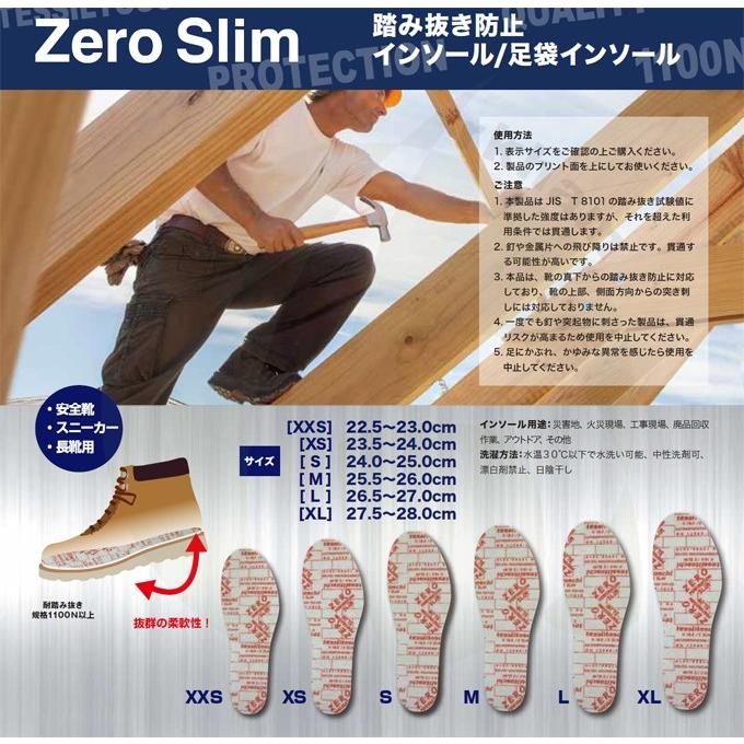 ZeroSlim ゼロスリム 中敷き 足裏保護 踏み抜き防止インソール 安全靴 
