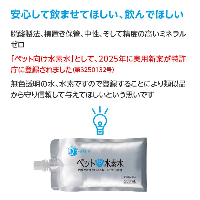 ペットの水素水 550mL 10本入 犬 猫 ミネラルゼロ ペット用水素水 pH6