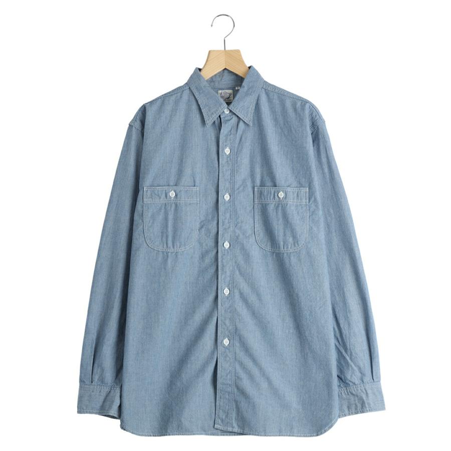 【春物】orSlow オアスロウ ストライプ ワークシャツ 3 orSlow（オアスロウ） ： RELAX FIT STRIPE CHAMBRAY WORK SHIRT ： 01