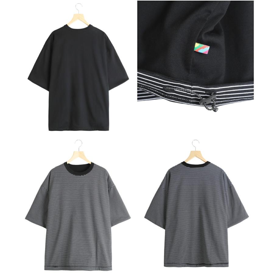 is-ness / イズネス ： REVERSIBLE BALLOON BORDER T-SHIRT