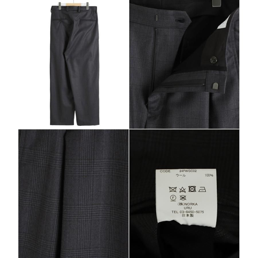 ウル URU 2024AW ウール グレンチェック 1タック パンツ 1 URU [ WOOL GLEN CHECK 1 TUCK PANTS ] CHARCOAL | ロイド・エフ