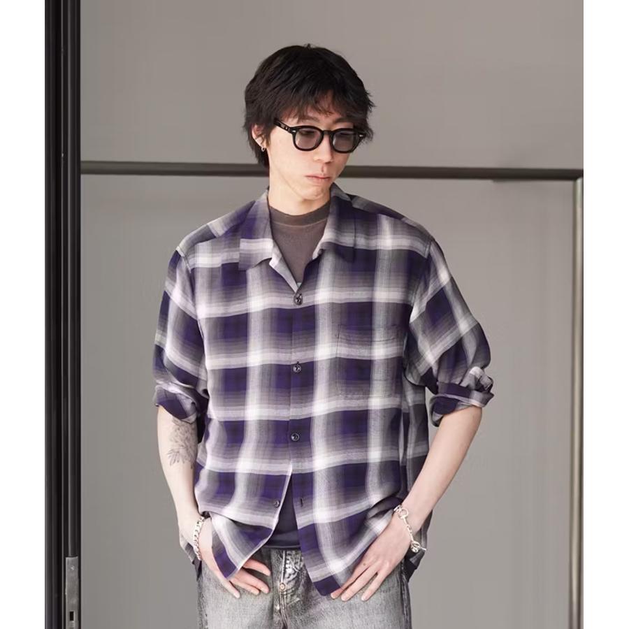 GOLD / ゴールド : RAYON CHECK L/S OPEN SHIRT 25A-GL29344 GOLD / ゴールド : RAYON CHECK L/S OPEN SHIRT 25A-GL29344