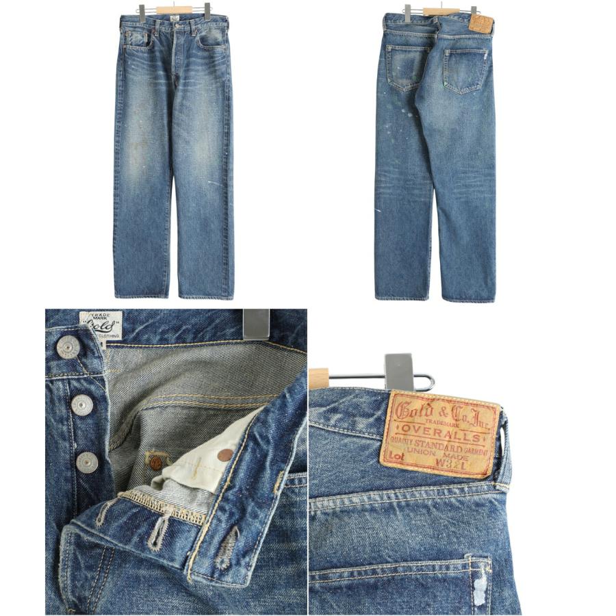 GOLD / ゴールド ： RECYCLED WASTE SUVIN COTTON YARN 14oz DENIM 5POCKET STRAIGHT PANTS VINTAGE WASHED ： 25A-GL42504Hの画像