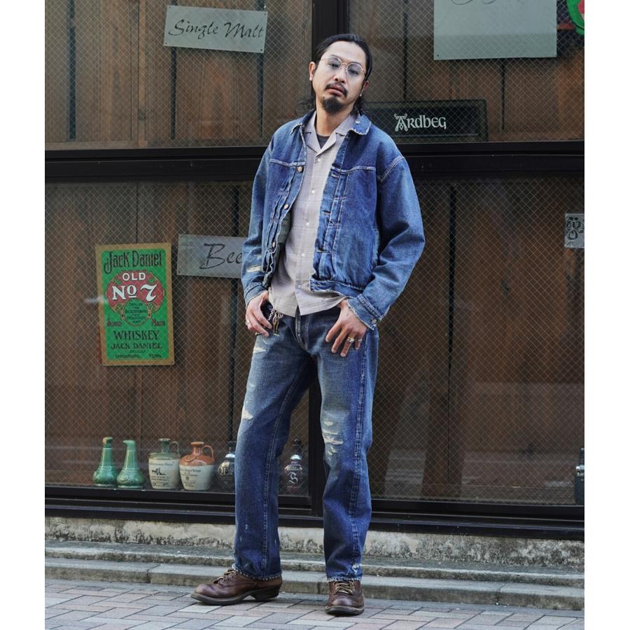 GOLD /ゴールド ： RECYCLED WASTE SUVIN COTTON YARN 14oz DENIM JACKET VINTAGE WASHED / 全2色 ： 25B-GL15731Hの画像