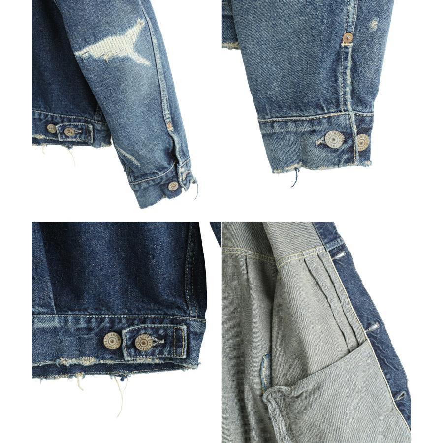 GOLD /ゴールド ： RECYCLED WASTE SUVIN COTTON YARN 14oz DENIM JACKET VINTAGE WASHED / 全2色 ： 25B-GL15731Hの画像