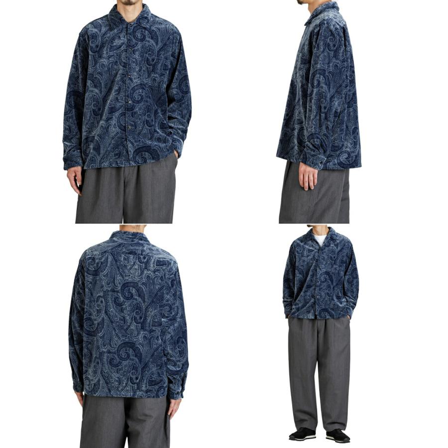 GOLD / ゴールド ： PAISLEY PATTERN INDIGO VELVETEEN OPEN SHIRT 25B