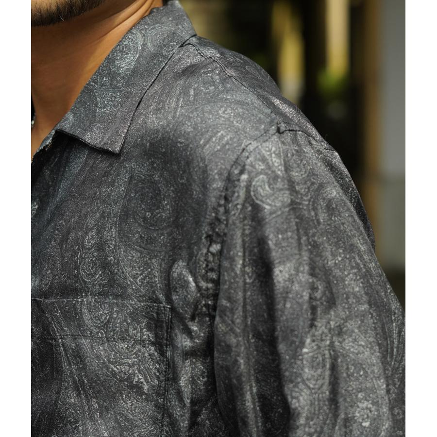 GOLD / ゴールド ： PAISLEY PATTERN SILK TWILL OPEN SHIRT ： 25B-GL29543の画像