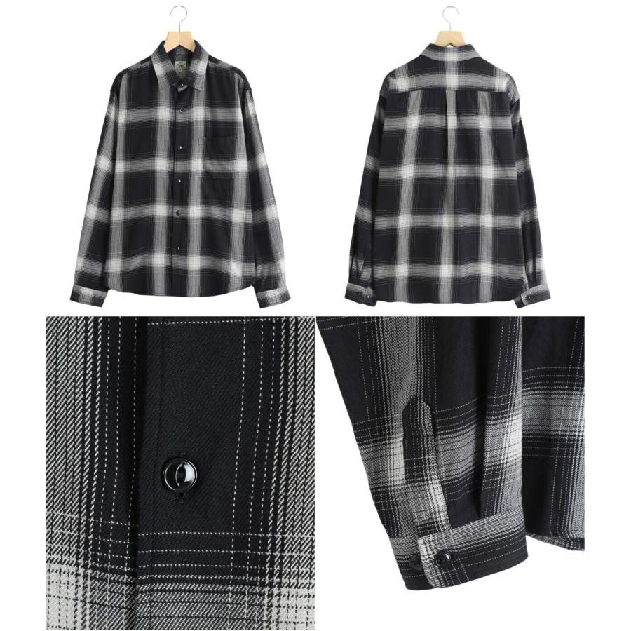 GOLD / ゴールド ： SUVIN COTTON NEL CHECK REGULAR COLLAR SHIRT 25B