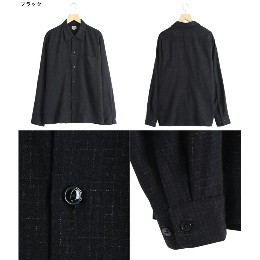 GOLD / ゴールド ： Super 120s WOOL CHECK OPEN SHIRT 25B-GL29548