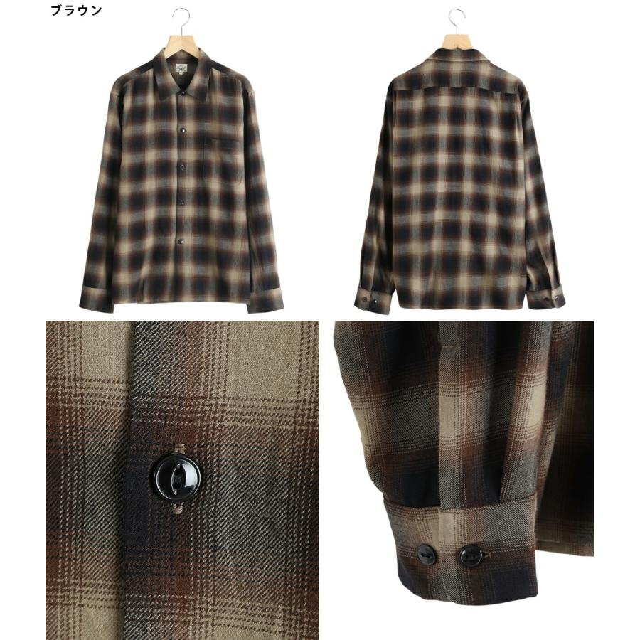GOLD / ゴールド ： Super 120s WOOL CHECK OPEN SHIRT 25B-GL29548