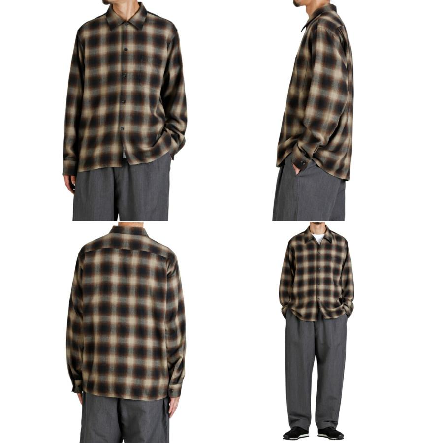 GOLD / ゴールド ： Super 120s WOOL CHECK OPEN SHIRT 25B-GL29548