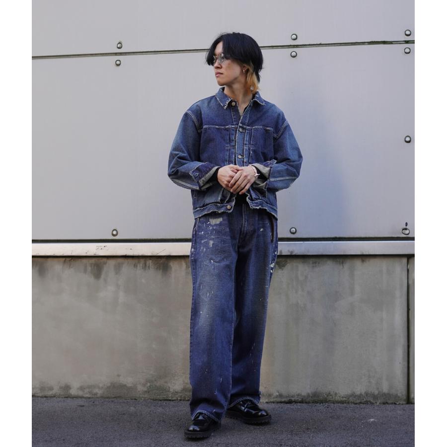 週末限定値下げ　GOLD DENIM 5POCKET WIDE PANTS GOLD /ゴールド ： RECYCLED WASTE SUVIN COTTON YARN 14oz DENIM